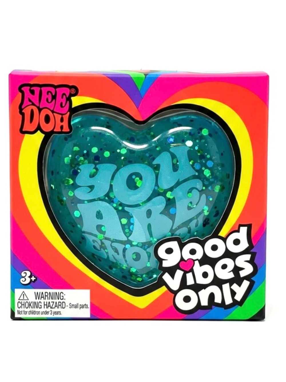 NeeDoh Heart Stress Ball Nee Doh Blue You are Enough Good Vibes Only Heart Gift